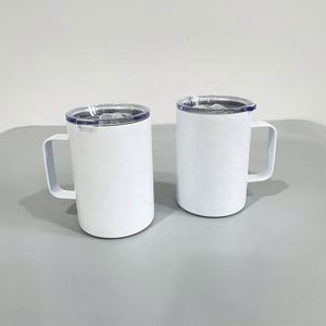 12oz Sublimation Gloss White Vacuum Insulated Straight Coffee 12 oz Travel <b>Mug</b> with Handle and Sliding Lid for DIY - Product Image 3