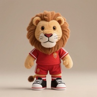 Vente en gros de lion de football mignon en peluche mascotte de football personnalisée animal en peluche pour enfants et fans cadeau