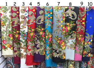 Bufandas de turbante slavonic de 140x140cm, bufandas maxi cuadradas con estampado de flores de viscosa, chal ruso, superventas - Product Image 4