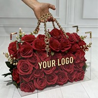 Acryl cadeaudoos transparant met parel/ketting handvat voor rozen bloemstuk bruiloft Valentijnsdag cadeau