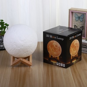 16 Colors RGB 3D Printed Moon <b>Lamp</b> Plug-in <b>Remote</b> <b>Control</b> Night Light With Stable - Product Image 4