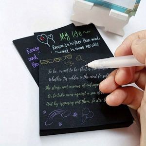 100 Sheets All Black 3*3 Inch Creative Self-Adhesive Sticky Notes Easy-To-Use Removable <b>Memo</b> <b>Pad</b> Reusable Stationery-1 PCS - Product Image 5