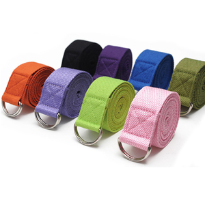 Estiramiento de algodón correa de yoga cinturón de yoga con hebilla de anillo en D de metal ajustable banda elástica para Fitness Pilate - Product Image 6