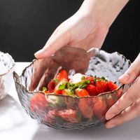 Koreaanse Stijl Milieuvriendelijke Glazen Kom Set Gesneden Binnenlandse Hamer Textuur Voor Salade Groenten Fruit