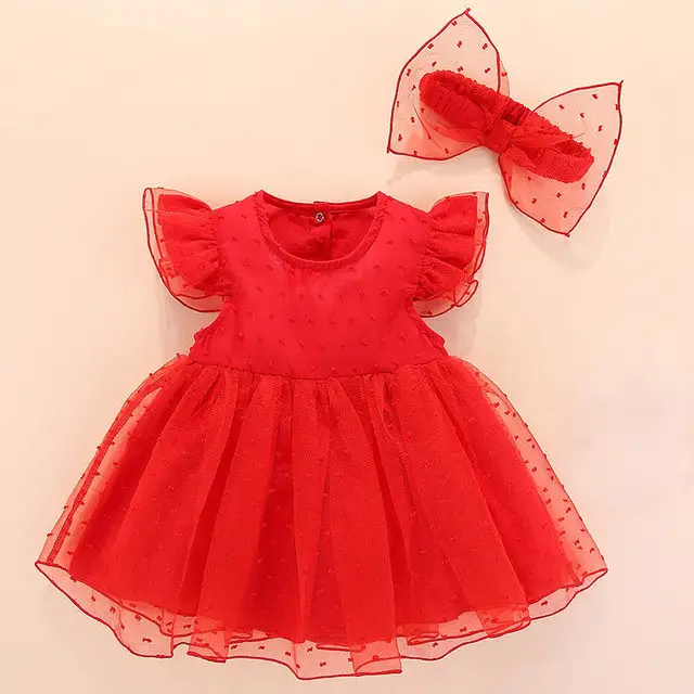 2021 New designs Tulle Lace Formal Party 1 Year Baby Girl Dresses DGFD-053