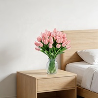 Realistische PU Mini-Tulpen Künstliche Blumen Handgefertigte Naturgetreue Kunsttulpen mit Echtem Gefühl Einzelner Stiel für den Muttertag