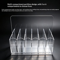 Nouvelle boîte de rangement pour limes à ongles en acrylique, 5 ou 6 compartiments au choix, organisateur de bureau pour limes et polissoirs à ongles