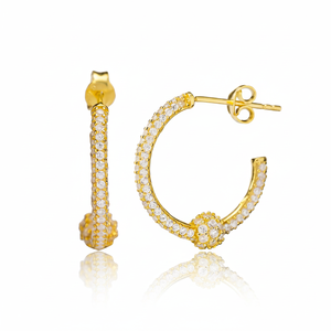 CZ Push <b>Back</b> Hoop <b>Earring</b> Handcrafted Wholesale 925 Sterling Silver Turkish Jewelry - Product Image 2