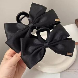 Elegant Black <b>Bow</b> Fabric Handmade Hair Clip Womens <b>Large</b>-size Headpiece Back-of-head Shark Clip Updo Hair Claw Barrette Gift - Product Image 1
