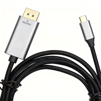 Cable USB-C a DP Macho-Macho 8K60Hz Ultra HD con Carcasa de Aluminio y Cubierta de Nylon/PVC para Computadora, Teléfono, Tablet, Monitor, Proyector