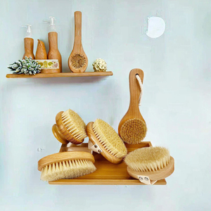 Brosse de bain en bois de haute qualité éco-certifiée forme ovale exfoliant épurateur poils de bambou en gros peau sèche jambes sac - Product Image 3