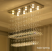 Lustre rectangulaire moderne et élégant en cristal pour salle à manger, bar et intérieur domestique