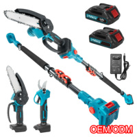 6 inch lithiumbatterij aangedreven telescopische boomkettingzaag snoeischaarset draagbare handzame snoeischaar houtzaag combogereedschapset