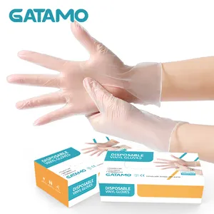 S1乙烯基手套粉末免费透明透明一次性食品处理手套PVC厚乙烯基手套