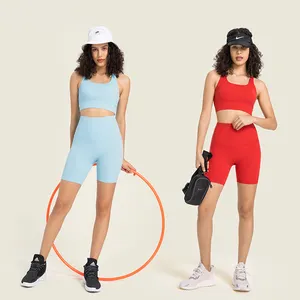 Kostenlose Probe Mädchen Fitness tragen Workout-Sets Sport Top Sommer Frauen Yoga Shorts Set Sport BH und Shorts Set