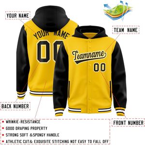 Sweat-shirt à capuche personnalisé unisexe pour adulte, jaune et noir, personnalisé avec nom, numéro, logo d'équipe, sweat-shirt en polaire décontracté pour l'automne - Product Image 3