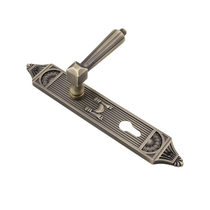 Custom <strong>French</strong> Door Security Exterior Interior Antique Bronze Lever Aluminum Door Handle on Plate Luxury Modern With Privacy <strong>Lock</strong> - Product Image 2