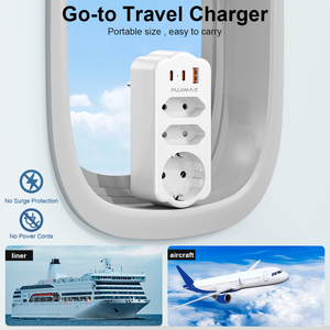 Pujimax Đức <span class=keywords><strong>USB</strong></span> Power Strip du lịch cắm <span class=keywords><strong>Adapter</strong></span> bảo vệ tăng 3 cửa hàng 2 cổng <span class=keywords><strong>USB</strong></span> 1 <span class=keywords><strong>USB</strong></span>-C PD QC3.0 - Product Image 6