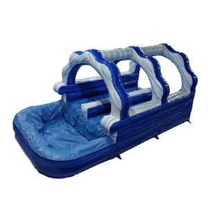 Emocionante tobogán acuático de doble tobogán <span class=keywords><strong>tropical</strong></span> azul inflable para exteriores de verano: el entretenimiento familiar de alquiler de parque acuático perfecto - Product Image 1