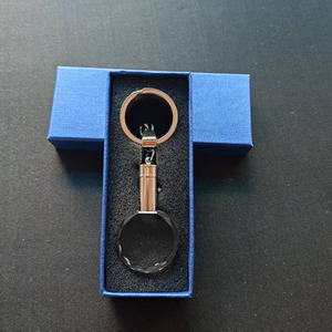 Wholesale Customizable Glass LED Light Keychain with Laser Engraved Logo