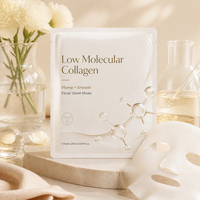 Masque facial en feuille de collagène à faible poids moléculaire, en fibre de bambou élastique, hydratant, illuminateur, avec logo personnalisé, OEM, ODM, marque privée