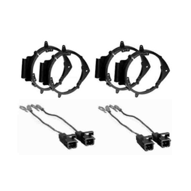 4PCS FRONT & REAR DOOR SPEAKER MOUNTING ADAPTER BRACKETS W WIRE HARNESS for CAR TRUCK