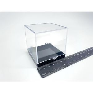 Caja de muestras de plástico grande de 2 <span class=keywords><strong>3</strong></span>/5 pulgadas (68X68X68MM) con caja de embalaje de piedra de Gema perky con bisagras de fondo negro de 1/4 \" - Product Image 1