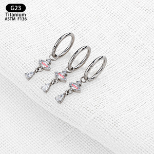 Boucles d'oreilles œil de démon en titane 8 mm G23 avec incrustation de zircon en forme de goutte d'eau, bijoux de piercing tendance - Product Image 3