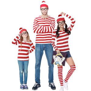 Costume per Genitore-Figlio del Cartone Animato Dove è Wally, Outfit per la Settimana del Libro, Kit con Camicia a Righe, Cappello e Occhiali - Product Image 6