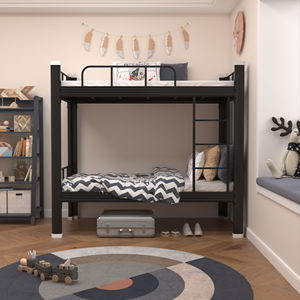 Xingte Assemblage Personnalisable Moderne Métal <span class=keywords><strong>Double</strong></span> Acier <span class=keywords><strong>Lit</strong></span> Superposé <span class=keywords><strong>Lit</strong></span> Loft Pleine Grandeur pour Étudiant Dortoir et Appartement - Product Image 6