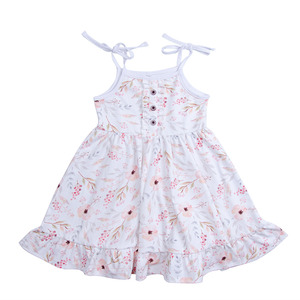 Vestido de verano con volantes para <strong>ni</strong>&ntilde;<strong>a</strong> peque&ntilde;<strong>a</strong>, falda completa Floral con tirantes para atar al hombro - Product Image 1