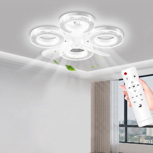 Ventilateur de plafond avec lumière <span class=keywords><strong>LED</strong></span> 60W, ABS, télécommande, 3 vitesses de vent, intensité réglable, installation par vis E27, salon, salle à manger, chambre à coucher - Product Image 1