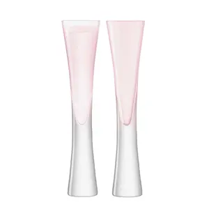 Ebay Top Seller 2023 LSA International Set of 2 Champagne Flutes with Thick Stems and Pale Pink Bowls/Blush Moya Champagne Flute