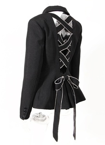 2026 Modische Bestseller Rückenfreie Elegante Schwarze Anzüge mit Schleife und Strass-Verzierung für Damen - Product Image 4