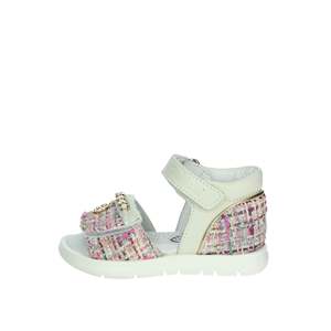 Sandales pour filles Balducci Cit6961, blanches, fuchsia, avec lanières en tweed et semelle compensée - Product Image 1