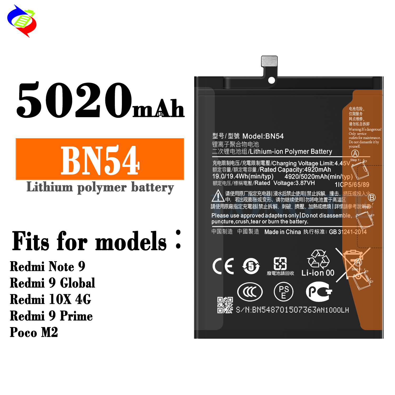 Batteria Compatibile Per Xiaomi Redmi NOTE 9 E Redmi 9 - 4920 MAh - Foto 4