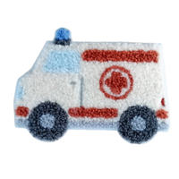 Patchs thermocollants en tissu chenille pour vêtements d'enfants, motifs dessin animé : Bus, Camion, Taxi, Ambulance
