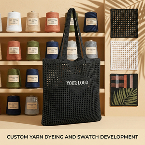 Bolso Tote de Ganchillo Estilo Diseñador con Logotipo Personalizado y Bolso de Hombro de Lujo Tejido Calado con Etiqueta Lateral para Boutique - Product Image 5