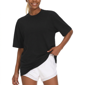 Camisetas de Algodón Largas y Transpirables para Mujer, Personalizadas, de Hombros Caídos, Manga Corta, Estampadas o Lisas, Corte Regular - Product Image 2