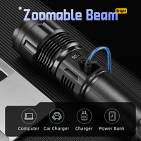Lampe torche LED rechargeable ABS à zoom, haute intensité, longue portée, laser blanc, pour la chasse en extérieur, avec affichage