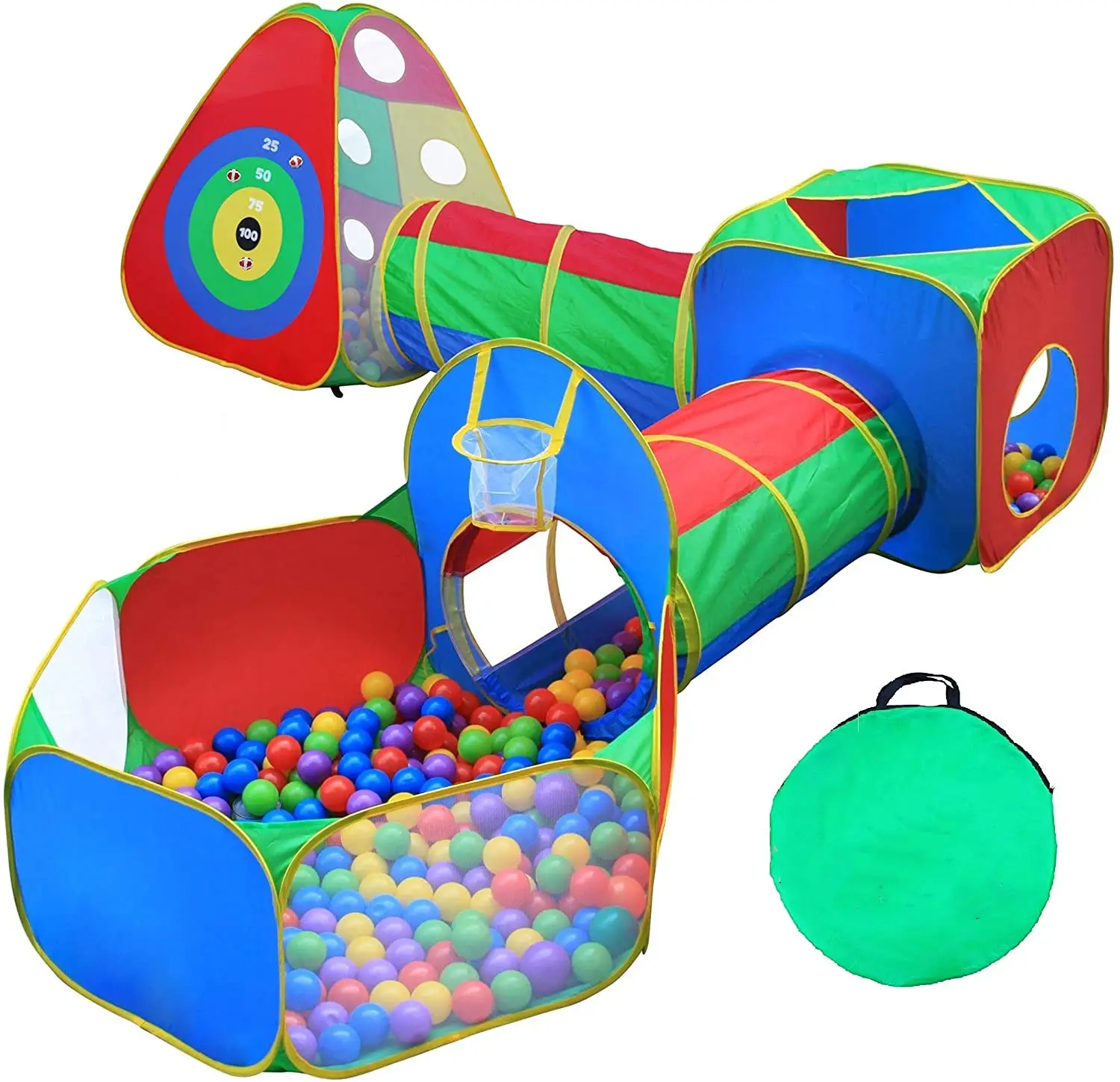 5pc Kids Ball Pit Tent and Tunnel Toddler Jungle Gym Baby Play Tent with Play Crawl Tunnel Toy for Boys infants Children