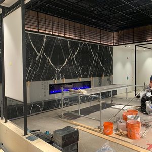 Pannelli sottili in marmo Nero Marquino nero più economici per design d'interni, parete del caminetto, parete TV, decorazioni per la casa - Product Image 4