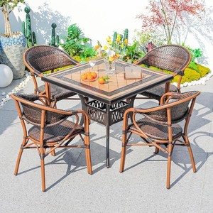 Silla de Ratán para Exteriores, Mesa de Ingeniería, Jardín, Ocio, Impermeable, Apilable, Moderna, Restaurante, Cafetería - Product Image 3