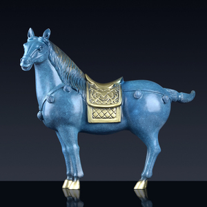 Estatua de bronce de latón de tamaño pequeño para decoración de interiores, escultura de caballo de escritorio chino de Tany Dynasty - Product Image 4