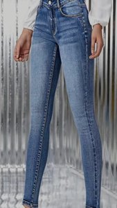 <span class=keywords><strong>Pantalones</strong></span> vaqueros ajustados elásticos <span class=keywords><strong>de</strong></span> cintura alta para mujer, casuales, lisos, <span class=keywords><strong>de</strong></span> 9 pulgadas <span class=keywords><strong>de</strong></span> largo, al <span class=keywords><strong>por</strong></span> mayor para reventa - Product Image 2