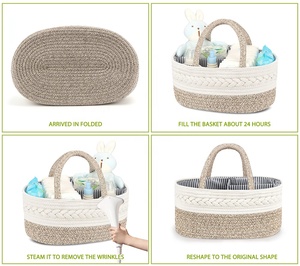 Organizer per Pannolini con Cesto Portaoggetti in Corda, Borsa Grande con Inserti Rimovibili, Cesto Portatile per Neonati - Product Image 3