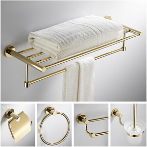 Standard Pa Gold Plated Copper Towel Rack 6 Piece Set Bathroom Hardware <b>Light</b> Luxury Style - Product Image 5