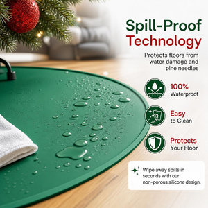 Tapis de protection pour sapin de Noël en silicone, imperméable, pour la protection du sol, facile à nettoyer, enroulable pour le rangement, non toxique, inodore - Product Image 3