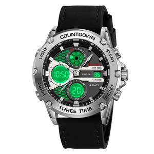 Skmei Men's Digital Analog Watch 30M Waterproof Three Time Zones Countdown Timer Multifunctional Wristwatch - Product Image 1