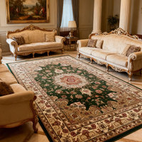 Tapis de salon de style classique européen tissé Wilton, tapis de canapé en polypropylène, motif de plantes et de fleurs en forme de cœur